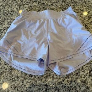 Hotty Hot High-Rise Lined Short 4" Lace Trim in Lavender Frost - Size 4